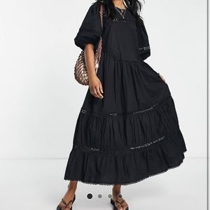 Topshop Broderie throw on maxi dress black